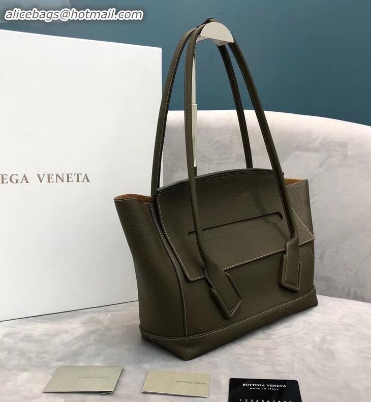 Faux Bottega Veneta Arco 48 Bag in Grainy Calfskin Top Handle Bag BV90702 Dark Green 2019