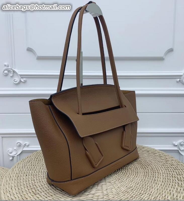 Cheapest Bottega Veneta Arco 48 Bag in Grainy Calfskin Top Handle Bag BV90702 Brown 2019