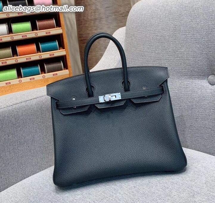 Good Taste Hermes Birkin 25cm Bag in Original Togo Leather H091418 blackish green