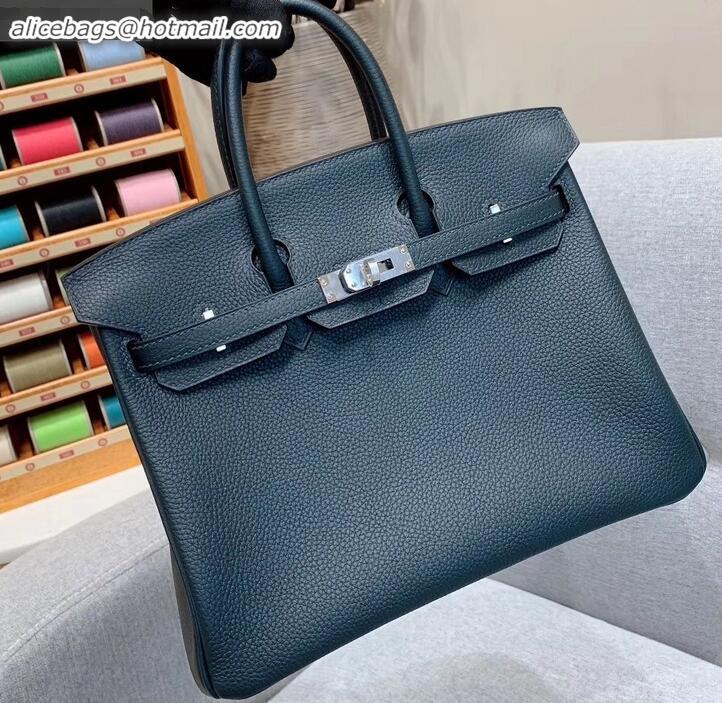 Good Taste Hermes Birkin 25cm Bag in Original Togo Leather H091418 blackish green