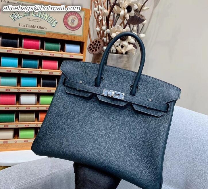 Good Taste Hermes Birkin 25cm Bag in Original Togo Leather H091418 blackish green