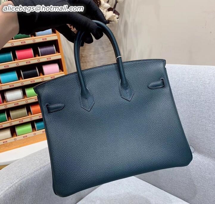 Good Taste Hermes Birkin 25cm Bag in Original Togo Leather H091418 blackish green