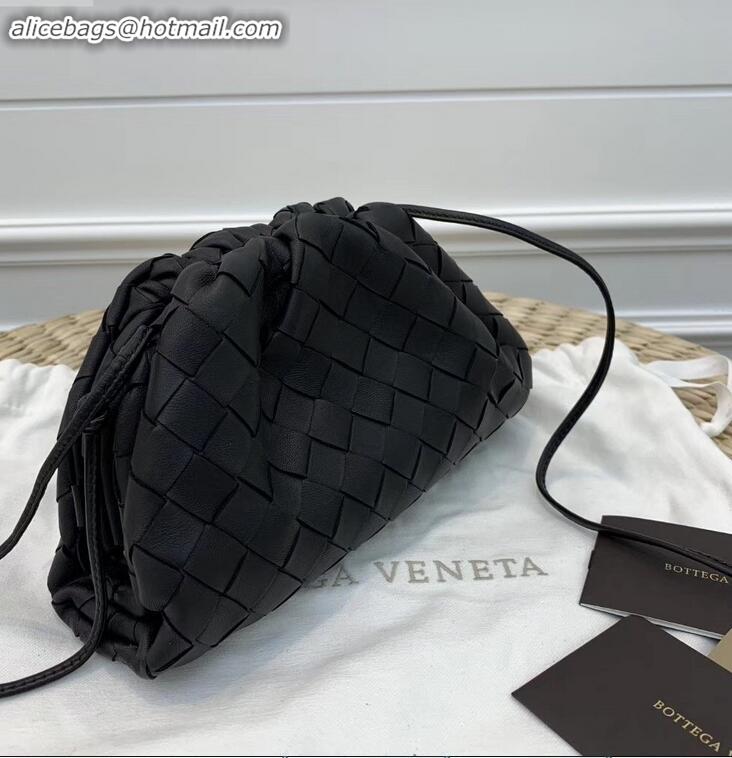 Best Price Bottega Veneta Frame Pouch Clutch Small Bag with Strap In Intrecciato Woven Leather BV90721 Black 2019