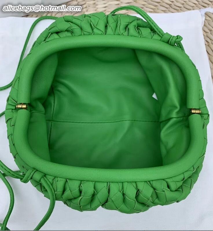 Grade Bottega Veneta Frame Pouch Clutch Small Bag with Strap In Intrecciato Woven Leather BV90721 Green 2019