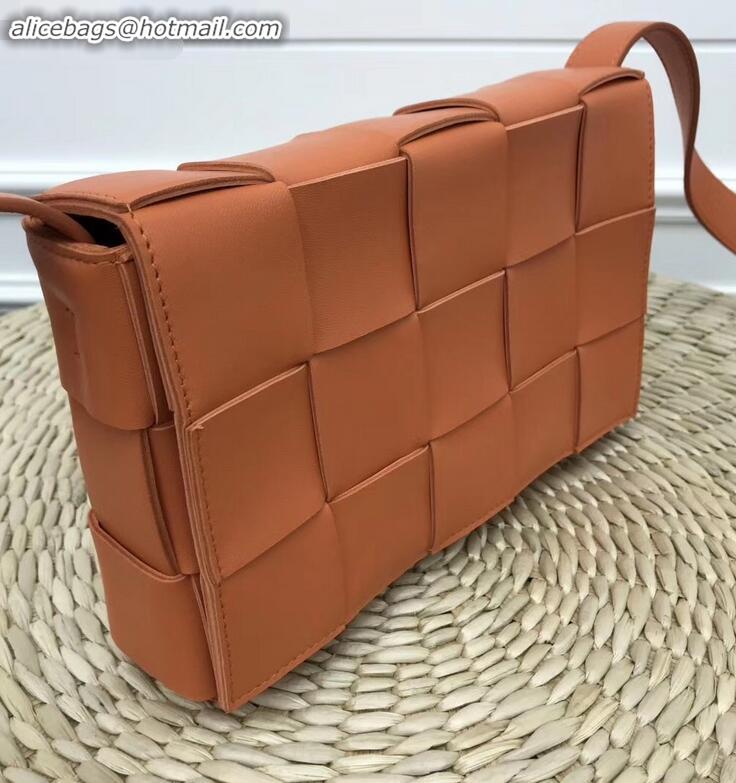 Hot Style Bottega Veneta Cassette Crossbody Bag In Maxi Intrecciato BV90726 Orange 2019