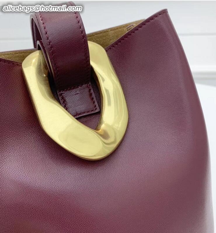 Top Grade Bottega Veneta Drop Petite Bucket Bag BV90802 Burgundy 2019