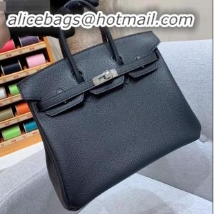 Classic Practical Hermes Birkin 25cm Bag in Original Togo Leather H091418 Black