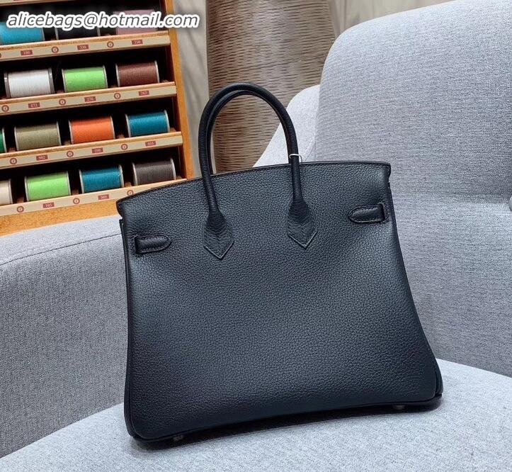 Classic Practical Hermes Birkin 25cm Bag in Original Togo Leather H091418 Black