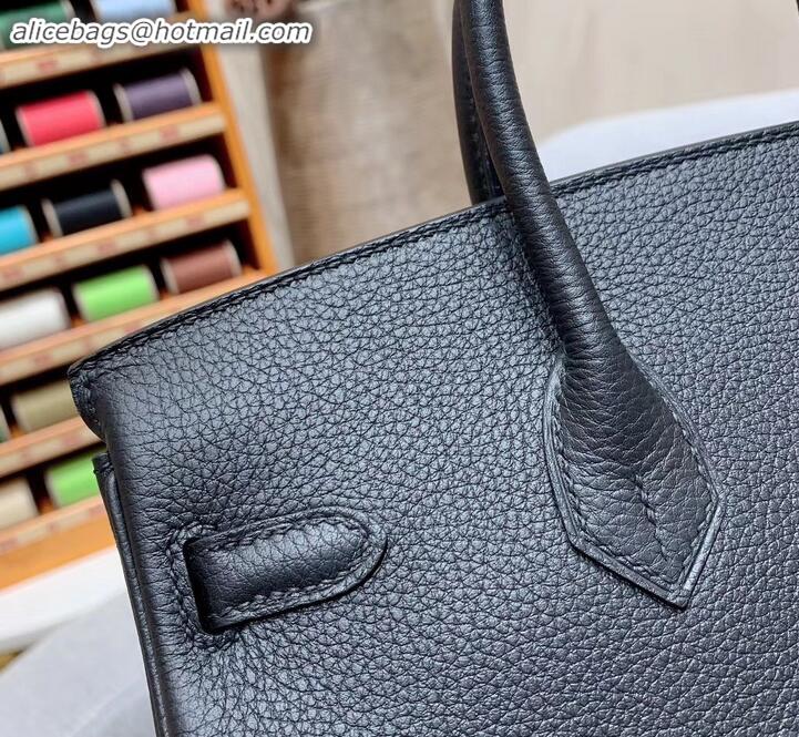 Classic Practical Hermes Birkin 25cm Bag in Original Togo Leather H091418 Black