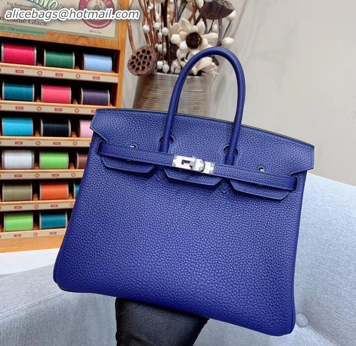 Good Looking Hermes Birkin 25cm Bag in Original Togo Leather H091418 Blue