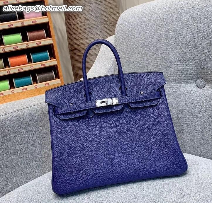 Good Looking Hermes Birkin 25cm Bag in Original Togo Leather H091418 Blue