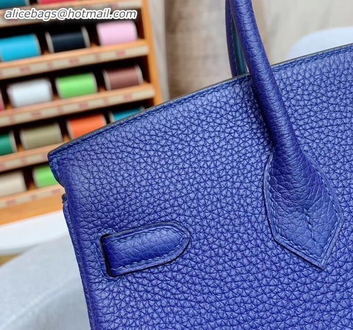 Good Looking Hermes Birkin 25cm Bag in Original Togo Leather H091418 Blue