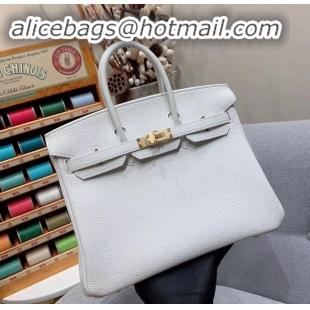 Crafted Hermes Birkin 25cm Bag in Original Togo Leather H091418 White