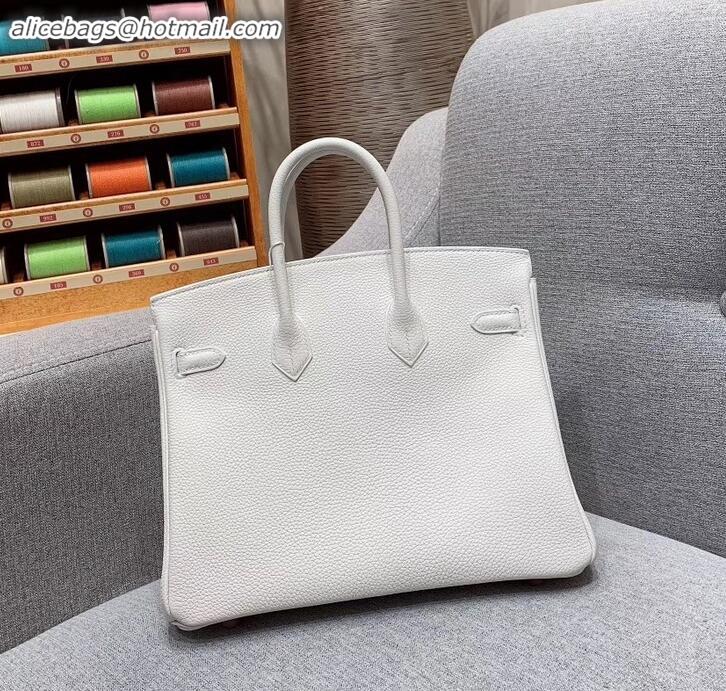 Crafted Hermes Birkin 25cm Bag in Original Togo Leather H091418 White