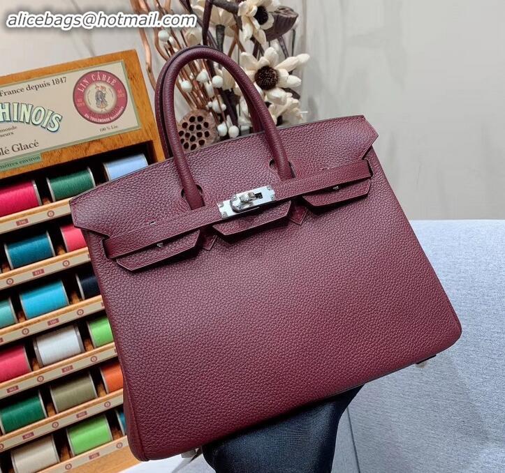 Top Grade Hermes Birkin 25cm Bag in Original Togo Leather H091418 Burgundy