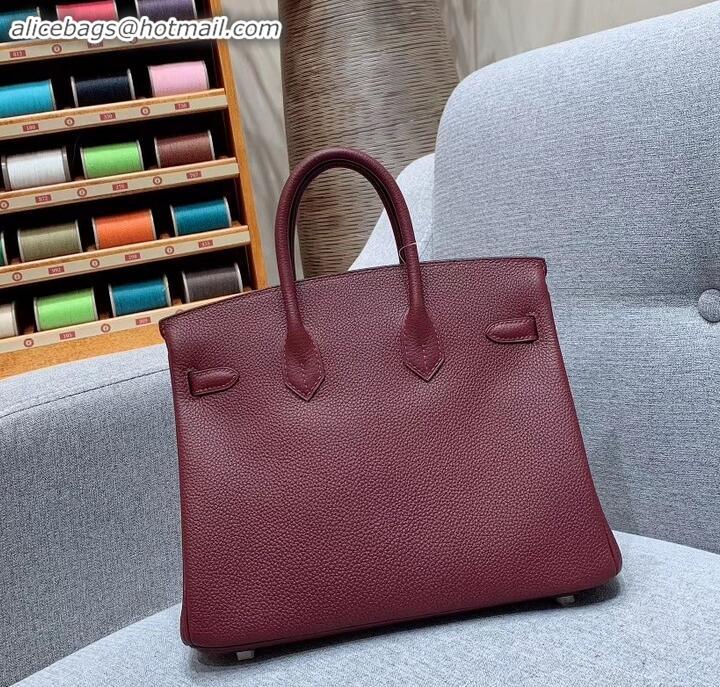 Top Grade Hermes Birkin 25cm Bag in Original Togo Leather H091418 Burgundy