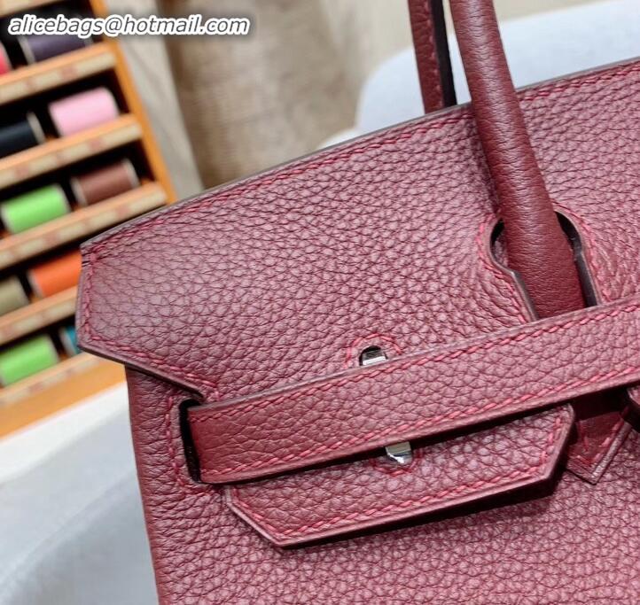 Top Grade Hermes Birkin 25cm Bag in Original Togo Leather H091418 Burgundy