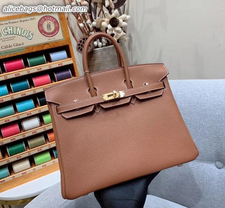 Durable Hermes Birkin 25cm Bag in Original Togo Leather H091418 Brown