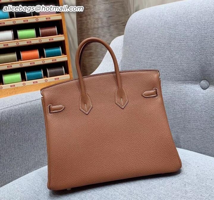 Durable Hermes Birkin 25cm Bag in Original Togo Leather H091418 Brown