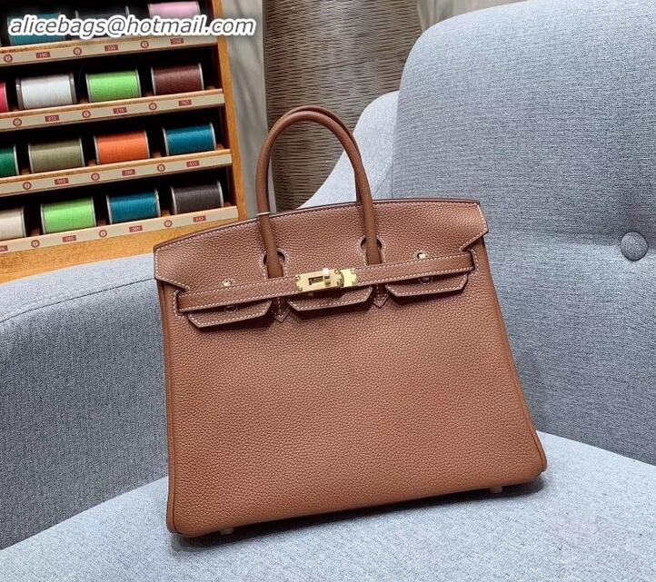 Durable Hermes Birkin 25cm Bag in Original Togo Leather H091418 Brown