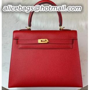 Promotional Hermes Kelly 25cm Bag in Original Epsom Leather H091420 Cherry Red