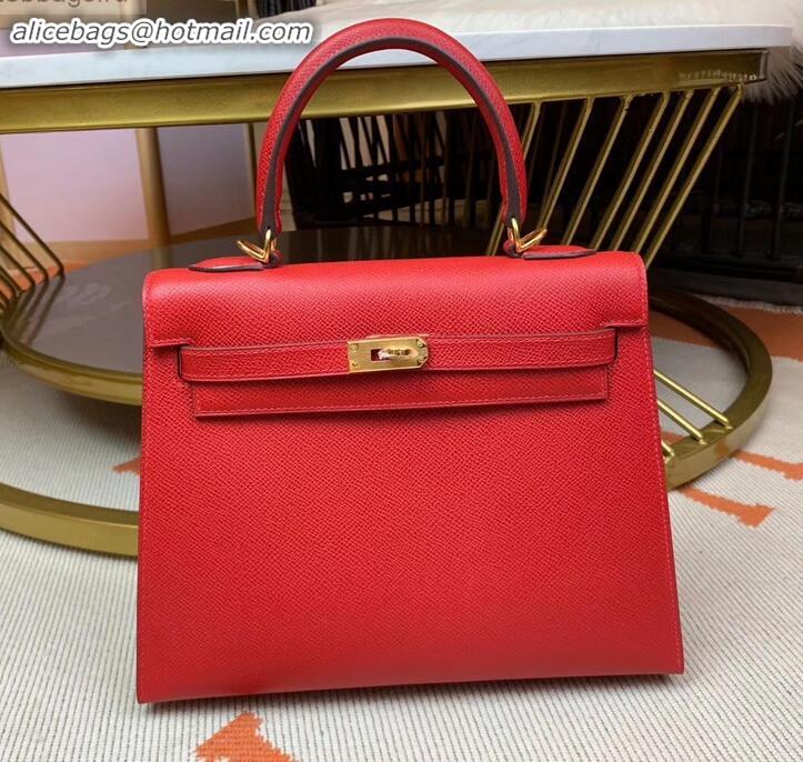 Promotional Hermes Kelly 25cm Bag in Original Epsom Leather H091420 Cherry Red