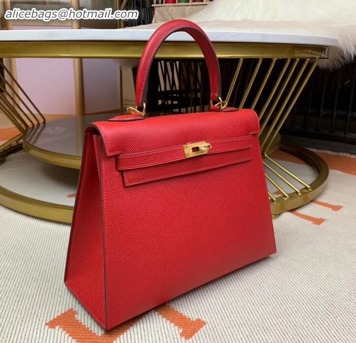 Promotional Hermes Kelly 25cm Bag in Original Epsom Leather H091420 Cherry Red