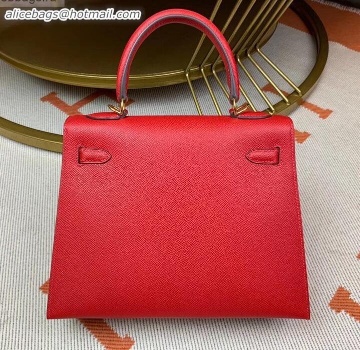 Promotional Hermes Kelly 25cm Bag in Original Epsom Leather H091420 Cherry Red