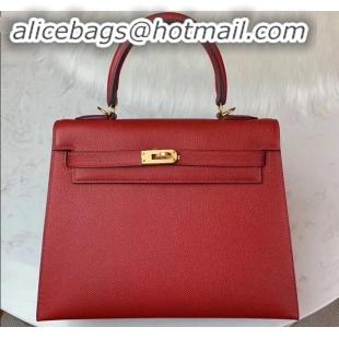 Unique Style Hermes Kelly 25cm Bag in Original Epsom Leather H091420 Red