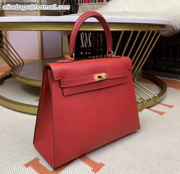 Unique Style Hermes Kelly 25cm Bag in Original Epsom Leather H091420 Red