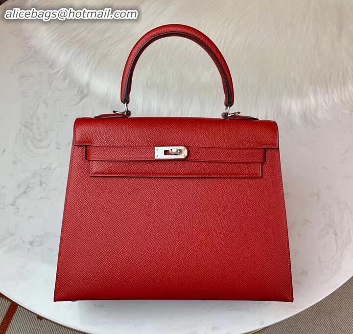 Unique Style Hermes Kelly 25cm Bag in Original Epsom Leather H091420 Red