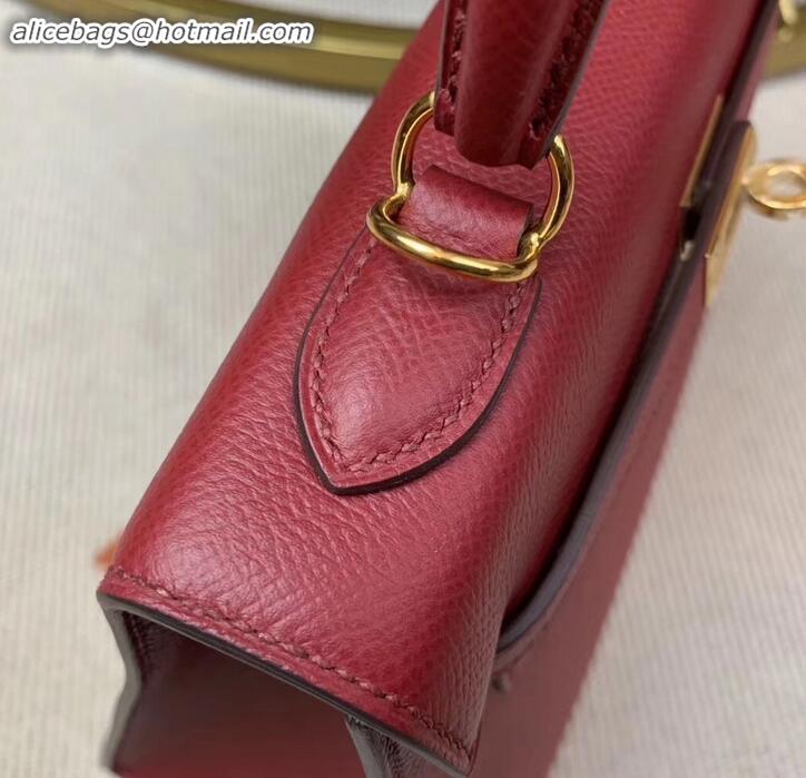 Best Grade Hermes Kelly 25cm Bag in Original Epsom Leather H091420 Dark Red