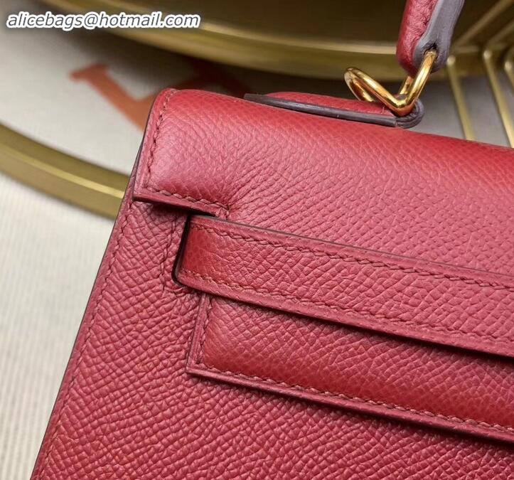 Best Grade Hermes Kelly 25cm Bag in Original Epsom Leather H091420 Dark Red