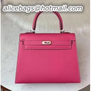 New Style Hermes Kelly 25cm Bag in Original Epsom Leather H091420 Peach Red