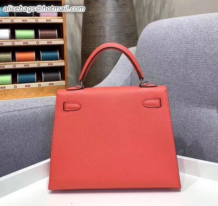 Luxurious Hermes Kelly 25cm Bag in Original Epsom Leather H091420 Salmon Red