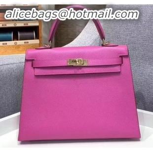 Best Price Hermes Kelly 25cm Bag in Original Epsom Leather H091420 Dark Pink