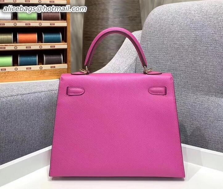 Best Price Hermes Kelly 25cm Bag in Original Epsom Leather H091420 Dark Pink