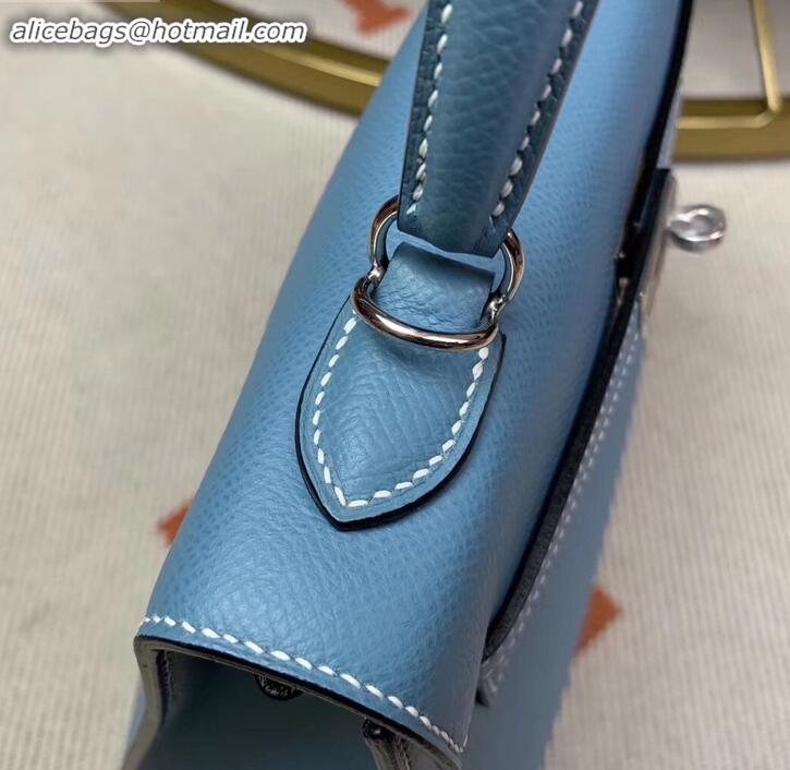 Duplicate Hermes Kelly 25cm Bag in Original Epsom Leather H091420 Denim Blue