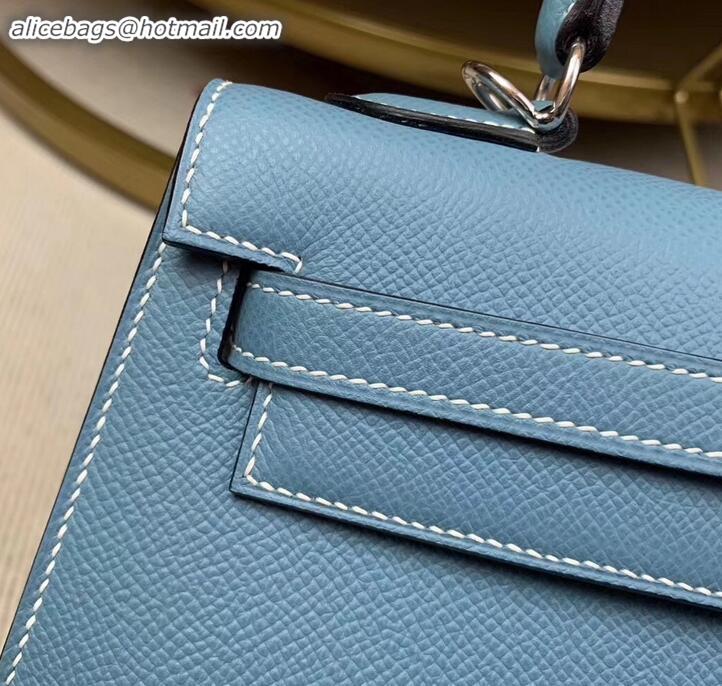 Duplicate Hermes Kelly 25cm Bag in Original Epsom Leather H091420 Denim Blue