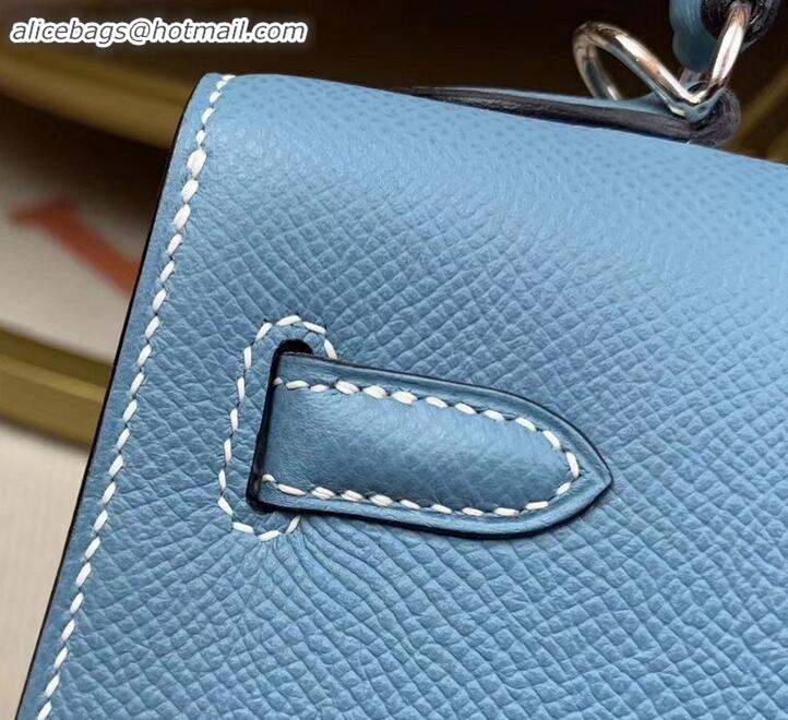 Duplicate Hermes Kelly 25cm Bag in Original Epsom Leather H091420 Denim Blue