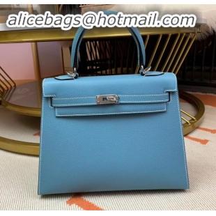 Discount Hermes Kelly 25cm Bag in Original Epsom Leather H091420 Sky Blue