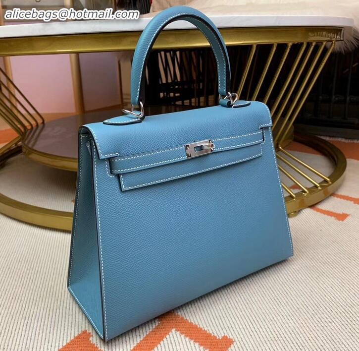 Discount Hermes Kelly 25cm Bag in Original Epsom Leather H091420 Sky Blue