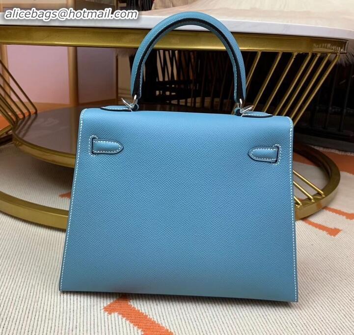 Discount Hermes Kelly 25cm Bag in Original Epsom Leather H091420 Sky Blue