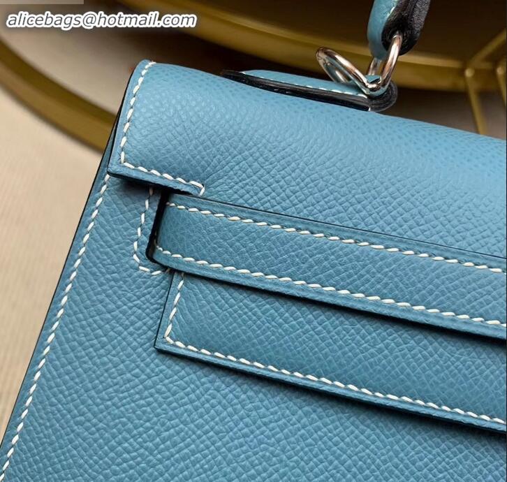 Discount Hermes Kelly 25cm Bag in Original Epsom Leather H091420 Sky Blue