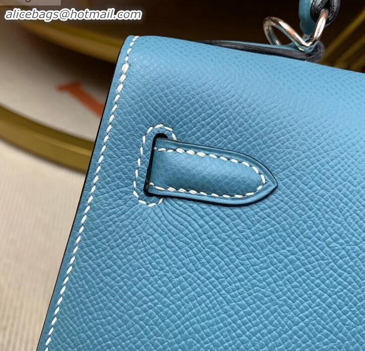 Discount Hermes Kelly 25cm Bag in Original Epsom Leather H091420 Sky Blue