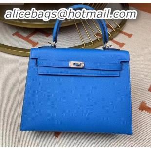 Good Quality Hermes Kelly 25cm Bag in Original Epsom Leather H091420 Light Blue