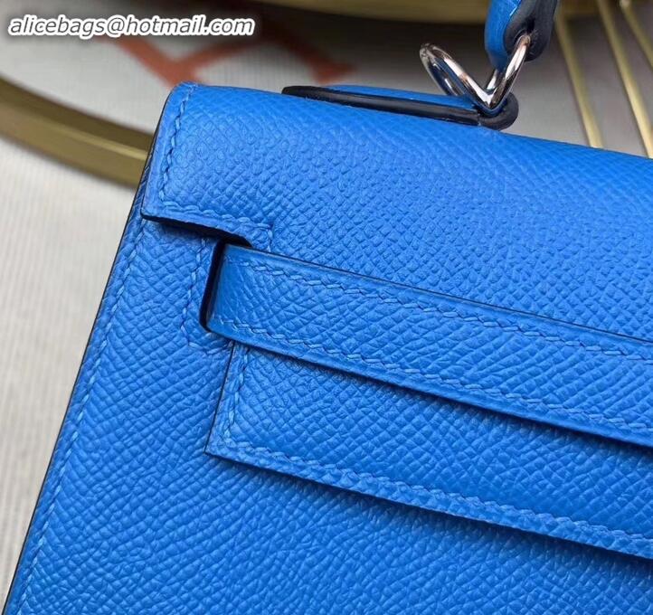 Good Quality Hermes Kelly 25cm Bag in Original Epsom Leather H091420 Light Blue