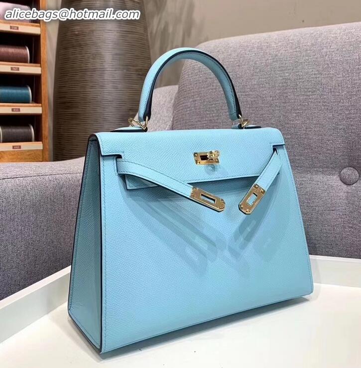 New Fashion Hermes Kelly 25cm Bag in Original Epsom Leather H091420 Macaron Blue