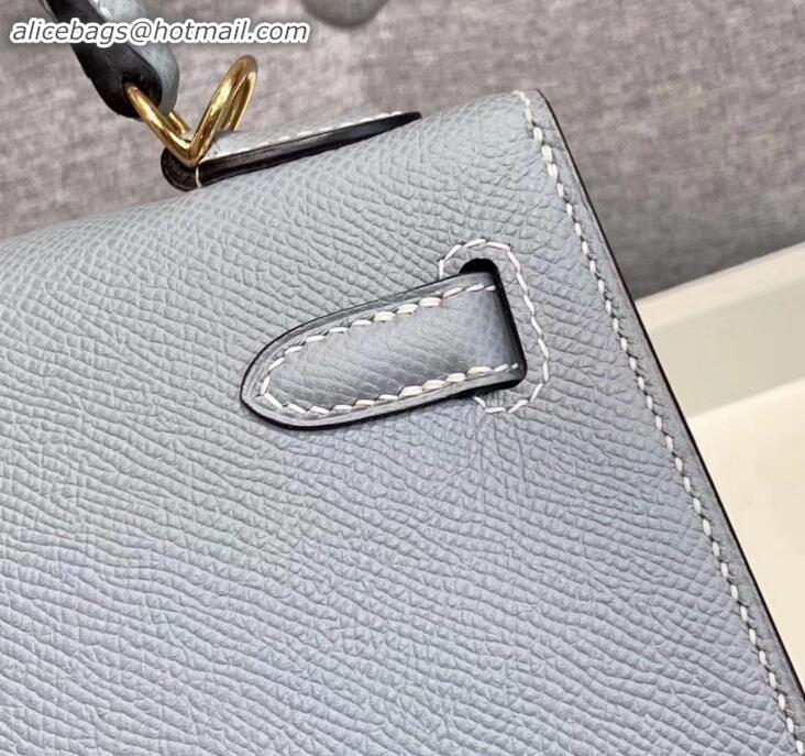 Grade Hermes Kelly 25cm Bag in Original Epsom Leather H091420 Baby Blue