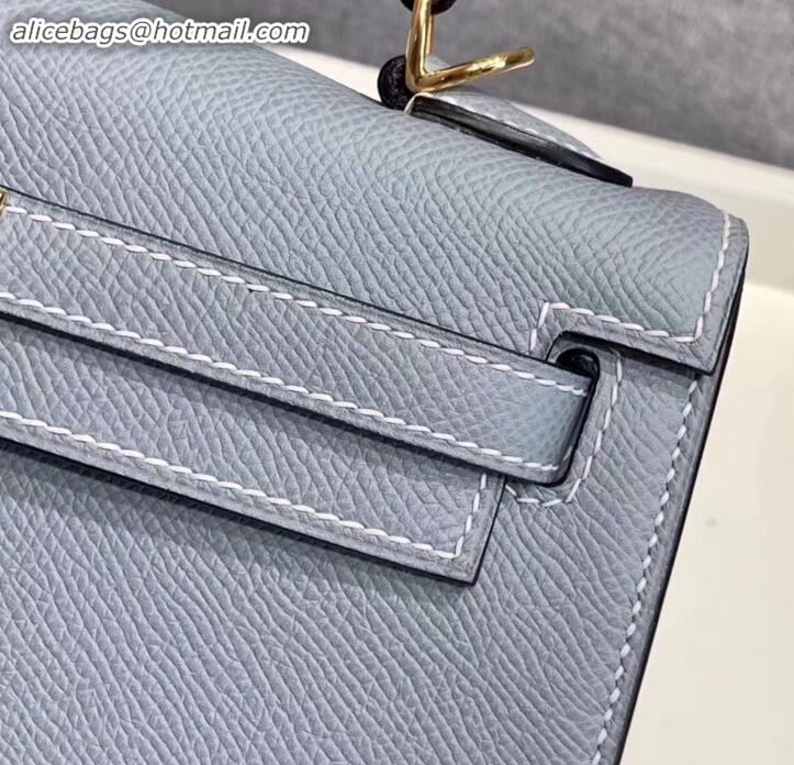 Grade Hermes Kelly 25cm Bag in Original Epsom Leather H091420 Baby Blue